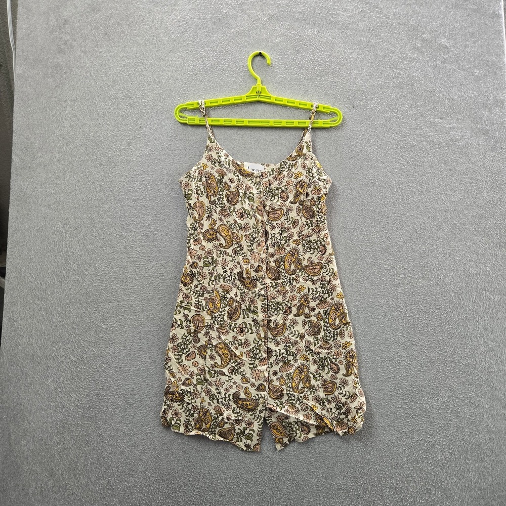 Quiksilver Women Dress M Cream Paisley Slip Dress Casual Cottagecore Button